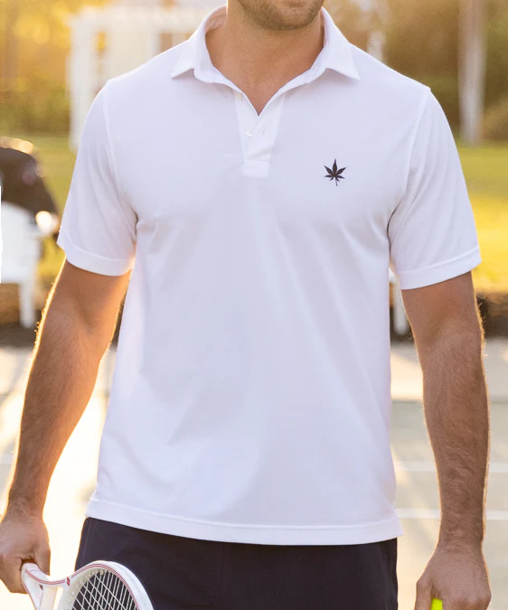 Tournament Polo - White with Navy Leaf - Image 4